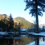 洞川温泉　雪解け水　白い大峯山